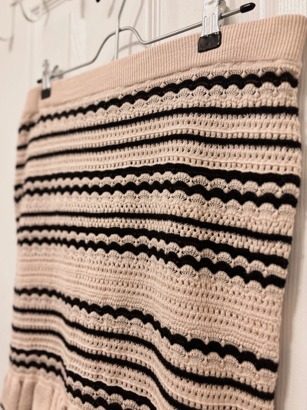 ASOS Design Beige & Black Striped Knit Mini Skirt Size M